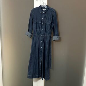 Navy Denim Long Sleeve Denim Dress